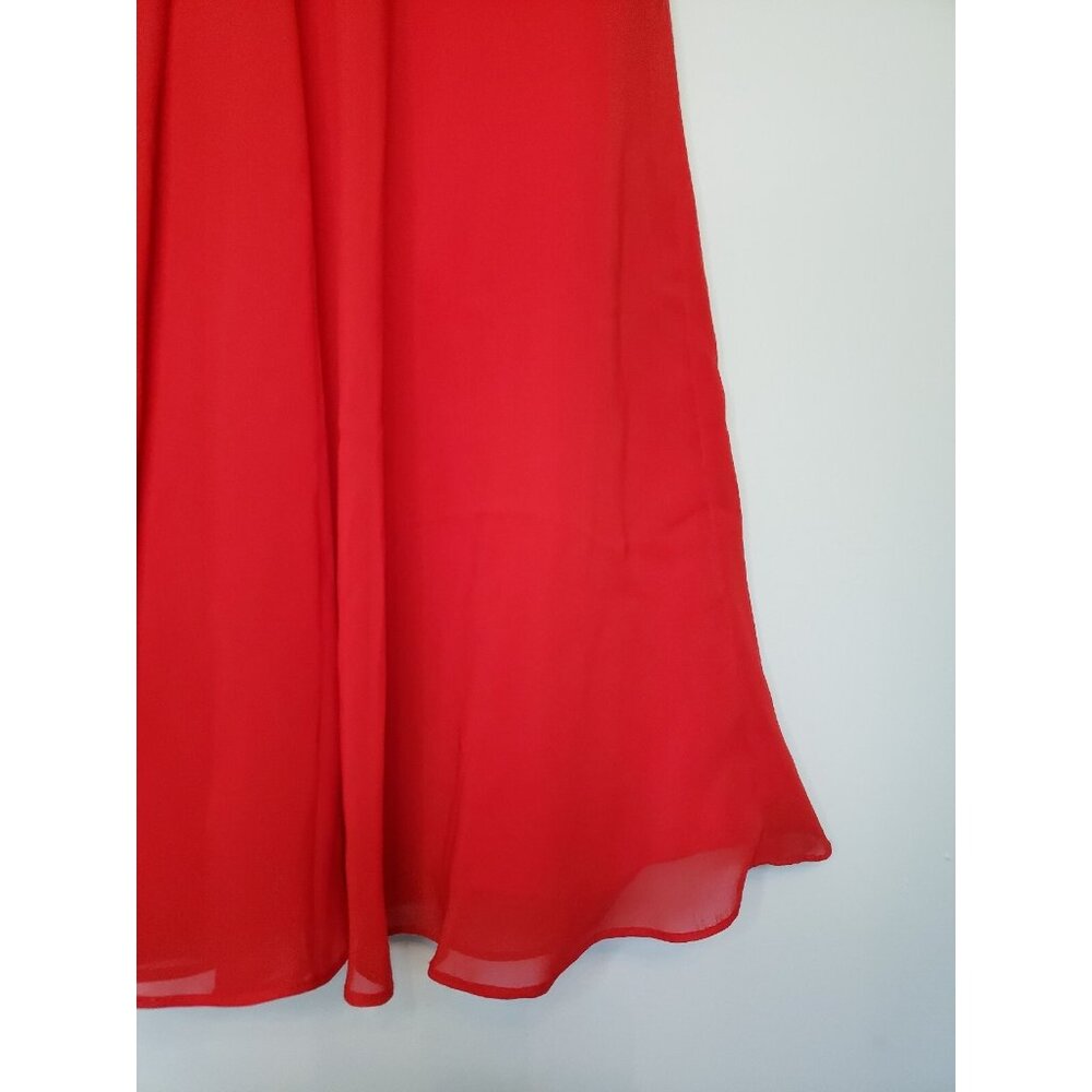 Faviana Womens 4 Cocktail Dress Prom Pleated Chest Bright Red Short Strapless - Picture 3 of 5